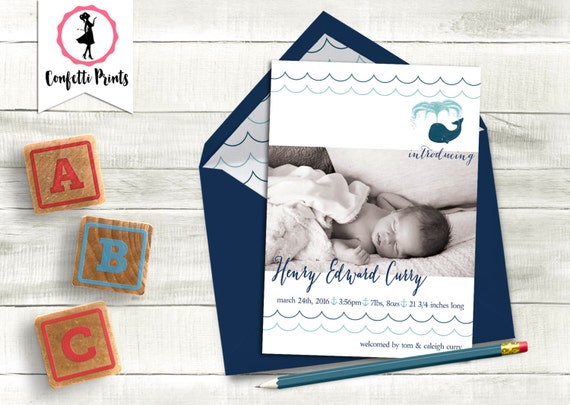 Baby Boy Birth Announcement | Baby Photo Announcement | New Baby Announcement | Baby Photo Card - LITTLE SQUIRT Printable Il_570xn