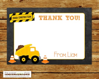 Construction Thank You Card | Construction Birthday Party Thank You Card | Dump Truck Thank You Card