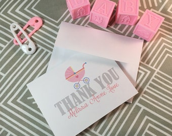Personalized Baby Shower Thank You Cards - Choose Your Color