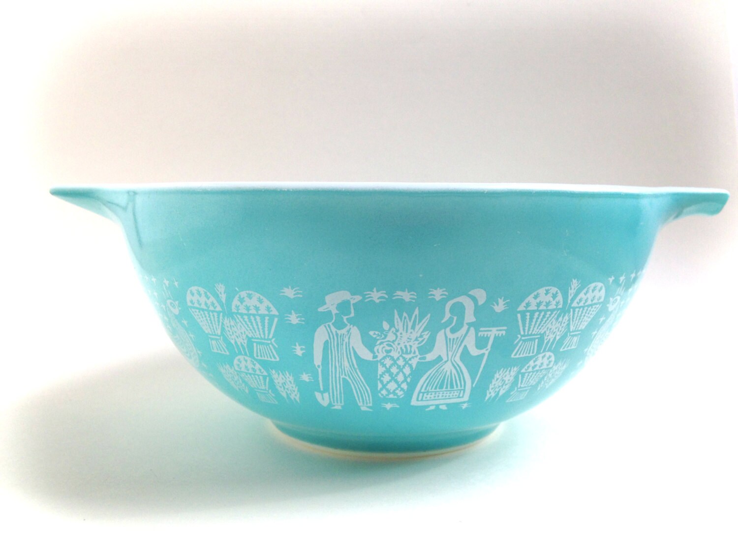 Vintage turquoise Pyrex, Amish Butterprint, model number 442, vintage bowl, vintage mixing bowl