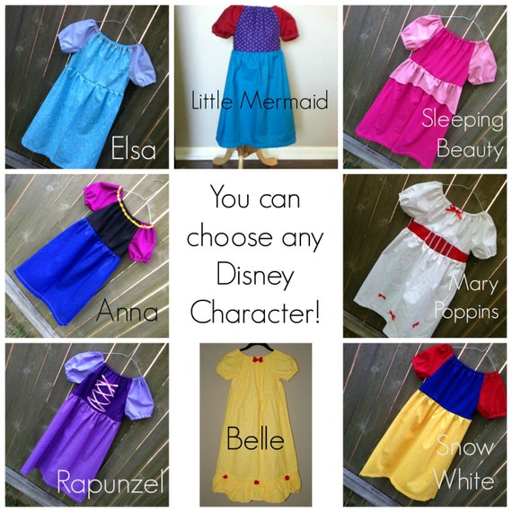 CUSTOM Disney Princess Dresses Set of 6 100 Cotton By