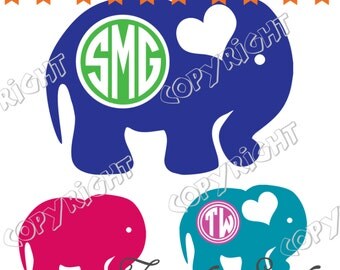 cute elephant frame monogram, cut file, vinyl ready design, SVG file, silhouette file, cricut file, ready to cut