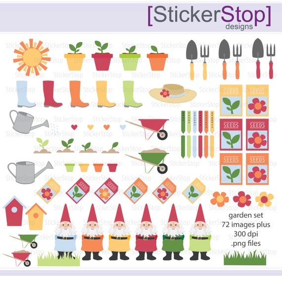 Gardening Garden Digital Clipart Set Instant download PNG