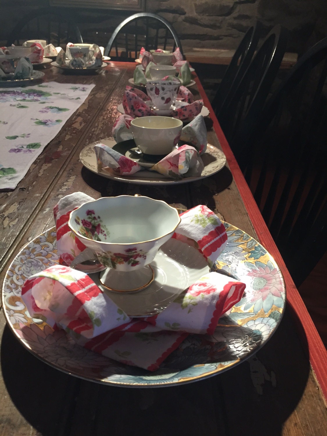 Tea Party Shabby Chic Cloth Napkins 8 inch 10 inch 12