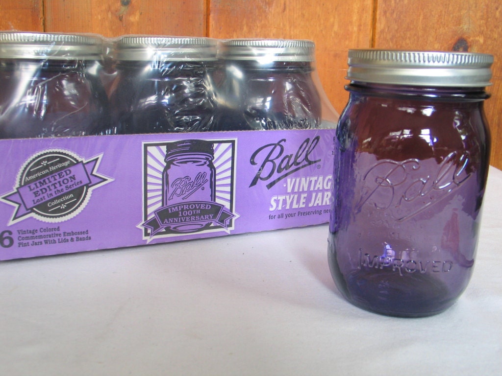 BALL Vintage Color Purple Canning Jars Set /6 American