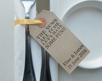 The Vows Are Done-Rustic Wedding Place Cards-Wedding Table Decor-Vintage Style Tags with Ribbon-Rustic Wedding Ideas-Rustic Wedding Ideas