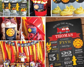 Fireman Party Decorations - Firefighter Birthday Party Decor - Instant Download and Edit File at home with Adobe Reader