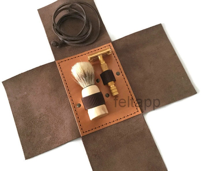 Leather Travel Razor Case Shaving Set Case Straight Razor
