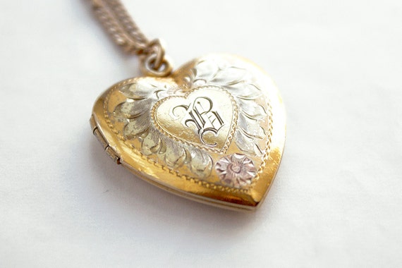 Initial B Locket Necklace Vintage Letter B Locket Monogram B