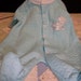 CLEARANCE! was 6.50 Vintage Baby Boy Blue Footed Pajama One Piece with Birds and Nest Applique, T