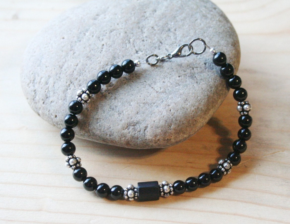 Men's Black Jade Bracelet Men's Beaded Bracelet Onyx