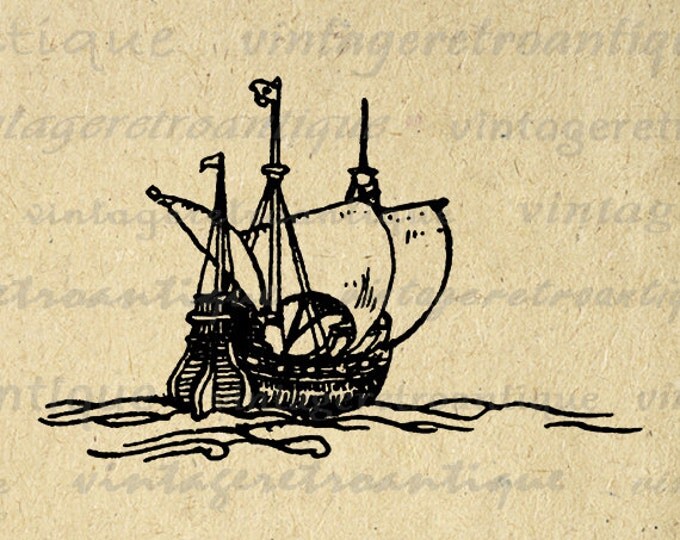 Printable Graphic Antique Ship Download Image Digital Illustration Vintage Clip Art Jpg Png Eps HQ 300dpi No.2556