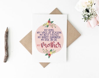 Funny Mother's Day Card - Mom Birthday Card - Mother's Day Card Floral - Mother's Day Card Unique - My Rock Mother's Day Card