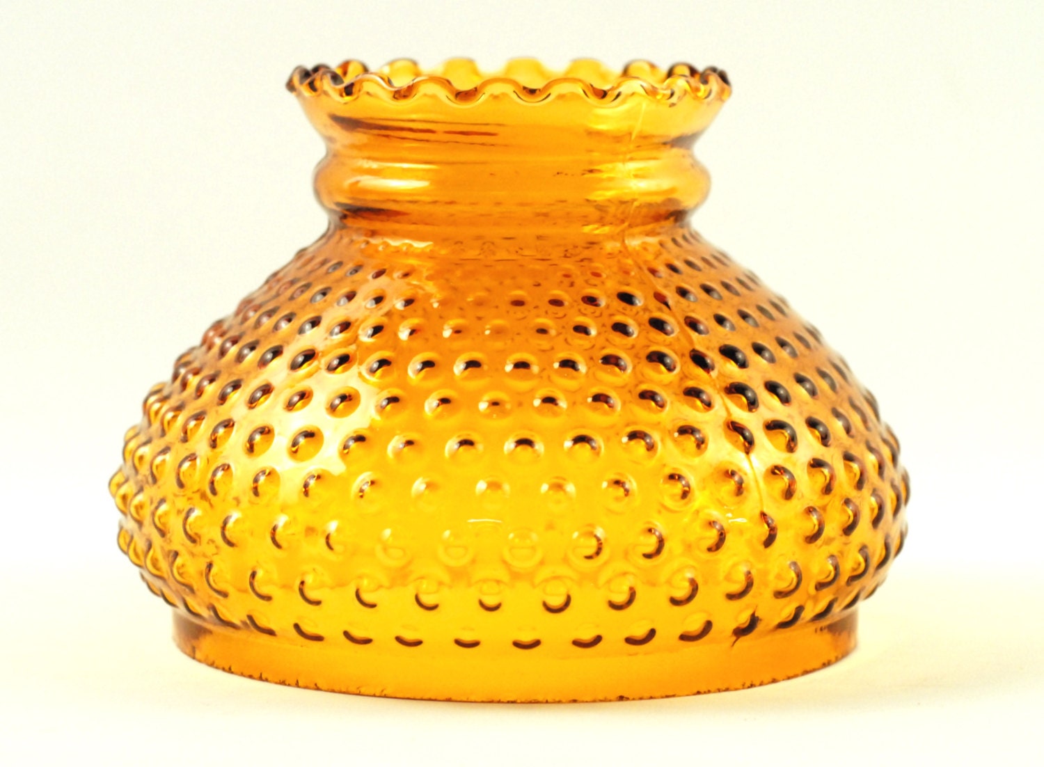 Amber Hobnail Glass Lamp Shade Hurricane Marilyn Monroe Shape