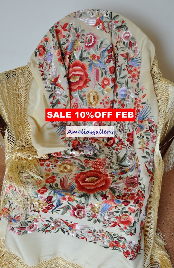 Collectable hand embroidered spanish silk flamenco piano