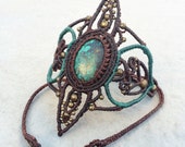 Gothic Queen macrame bracelet with chrysocolla gemstone, disney