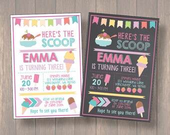 Ice Cream Invitation, Ice Cream Party Invitation, Summer Party, Summer Birthday