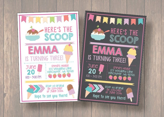 Ice Cream Invitation, Ice Cream Party Invitation, Summer Party, Summer Birthday Il_570xn