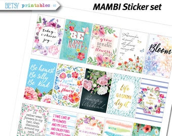 MAMBI Planner stickers Printable Stickers, floral planner stickers, quotes stickers, Happy Planner, inspirational, flowers - 441