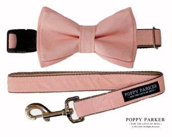 Peach Layered Dog Bow Tie - Optional Collar and Leash