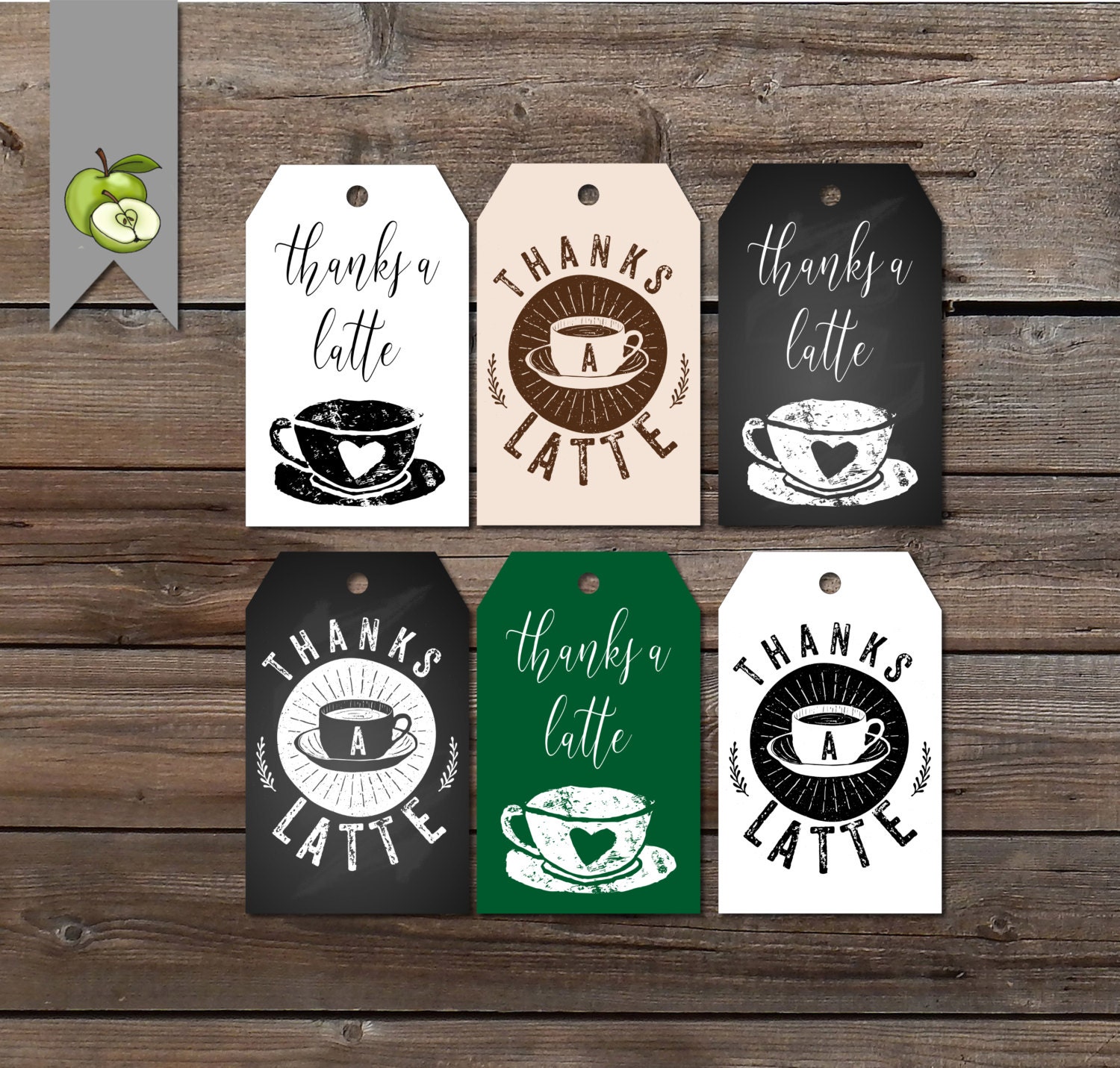 coffee Favor Tag Thanks a Latte Coffee Gift Tea Party