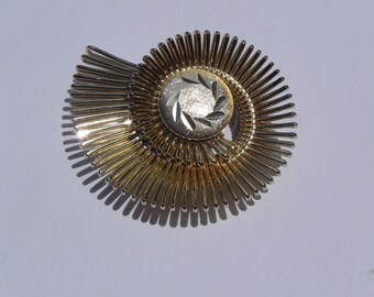 Vintage Scarf Clip Spiral Swirl Marked West Germany in Gold Tone Metal