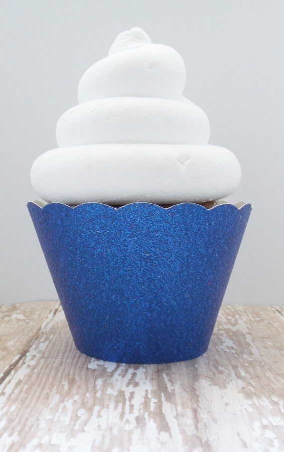 Royal Blue Glitter Cupcake Wrappers Dessert Holders