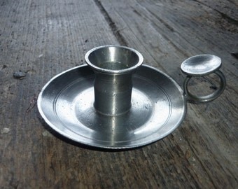 French Pewter candlestick, candle holder candlestick