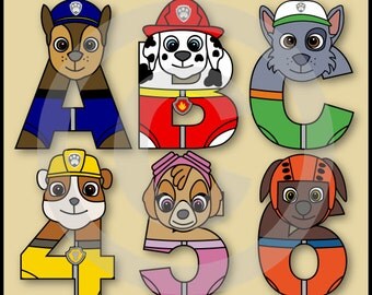 Paw Patrol Alphabet Letters & Numbers Clip Art Graphics