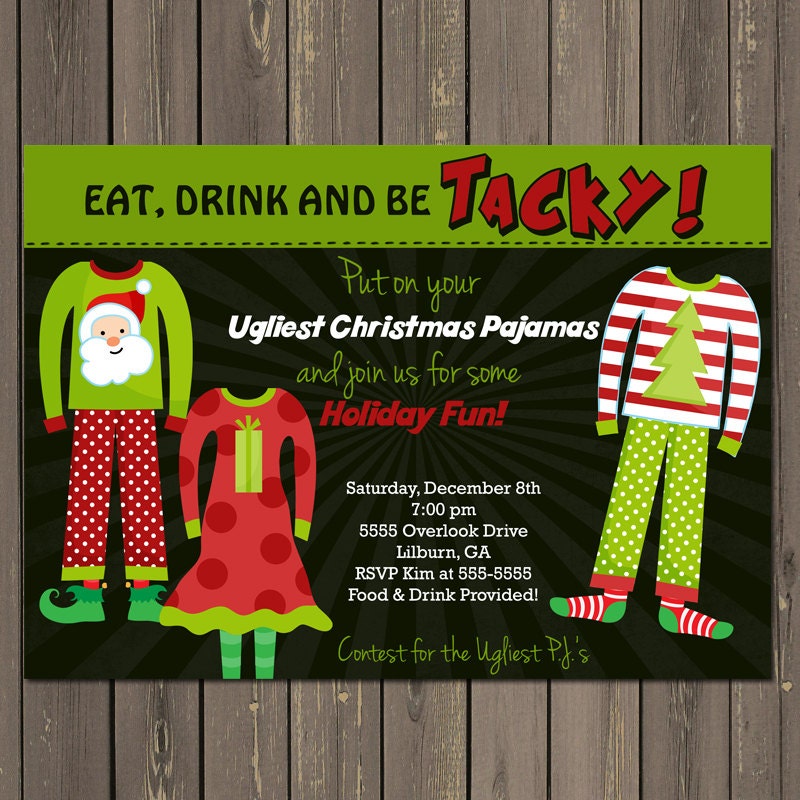 Holiday Party Invitation Ugly Pajama Party Invitation