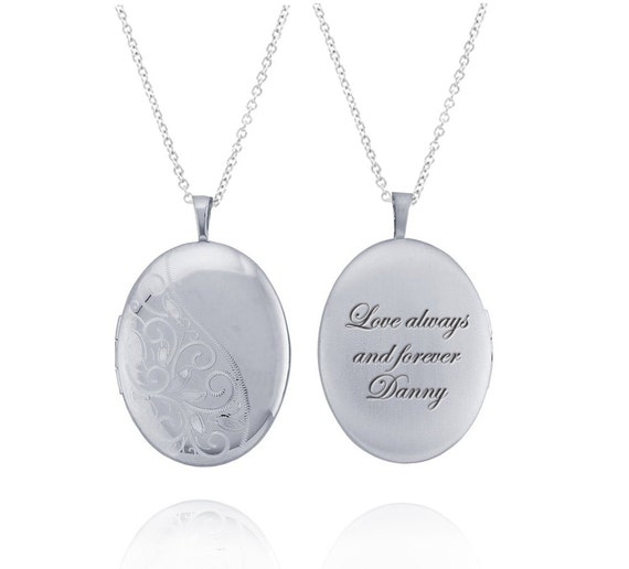 Silver Photo Locket Engrave Your Message Names or Initials