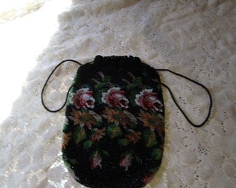 Vintage Floral Beaded Purse - Free Shipping