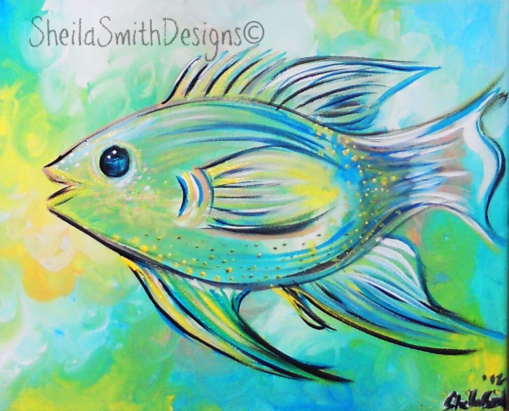 Cute Fish Art Tropical Fish Simple Fish by SheilaSmithDesigns