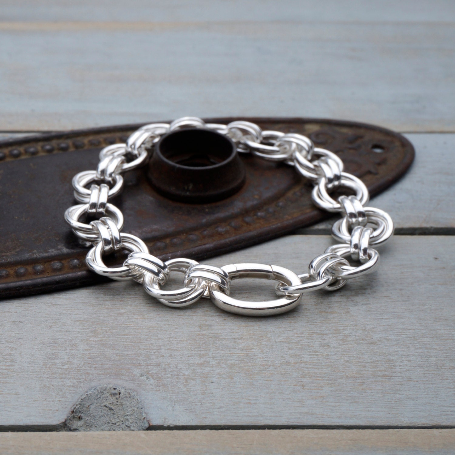 Chunky Sterling Silver Chain Link Bracelet sterling silver