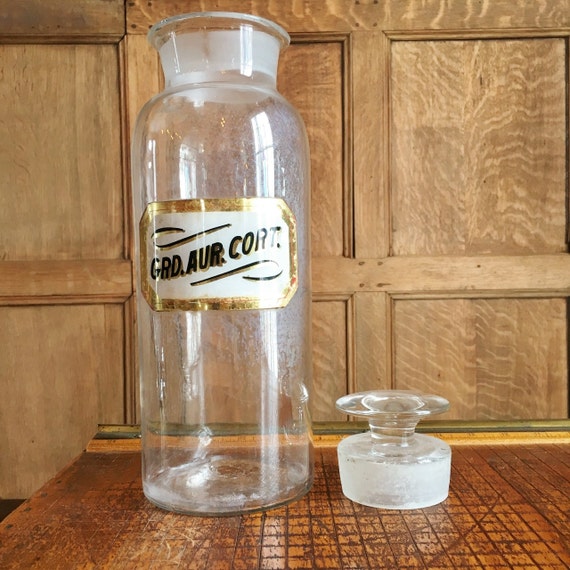 Extra Large Antique Apothecary Jar Reverse Painted Glass