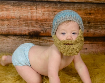 Baby beard hat - Baby Hat with a Beard - Bearded Beanie - Bearded Baby hat - bearded baby - baby photo prop - hat with beard - baby costume