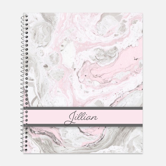 Pink and Grey Marble Notebook Waterproof Cover Journal