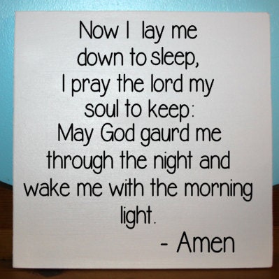 Now I lay me down to sleep childs bedtime prayer wood sign