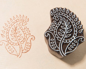 thumbnail image 2 of Set Of 4 Wooden Printing Blocks - Retro Paisley Floral Design For Fabric, Paper & Crafts (2.5 Inch) 2 of 14