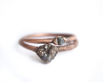Bague en diamant brut | Bague de fiançailles en diamants bruts minuscule | Bague en diamant minuscule | Bague en diamant gratuit conflit | Bague de fiançailles en éthique