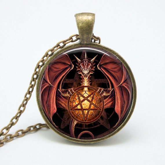 Red Dragon Pendant Dragon Necklace Dungeons and by KingsfieldInn