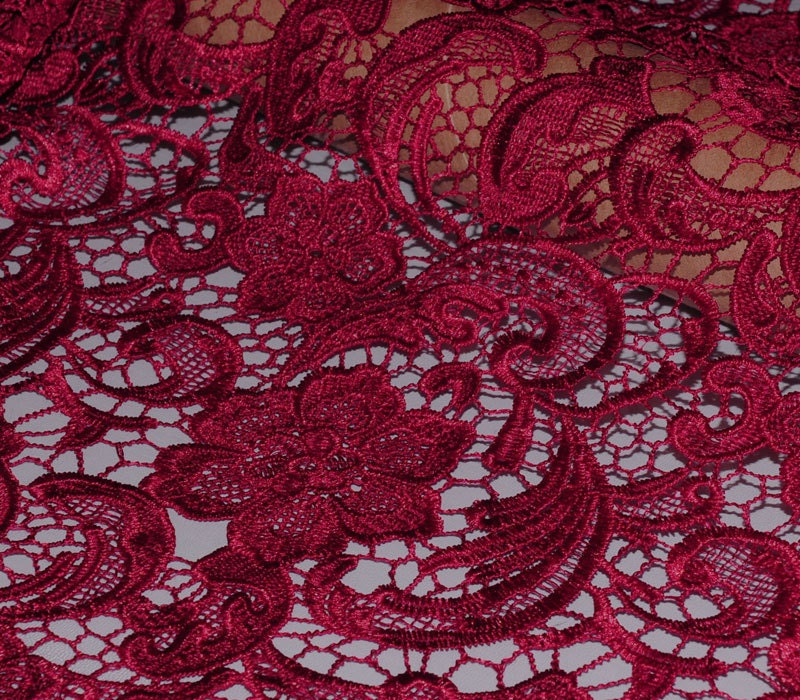 Floral Venise Lace Fabric Maroon Lace Fabric Dark Red Lace