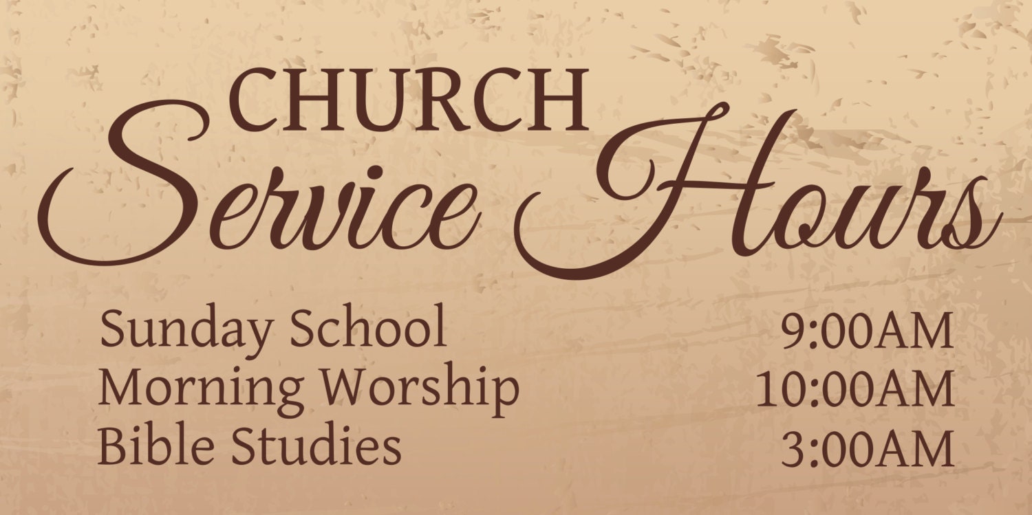 Church Service Hours Custom Banner