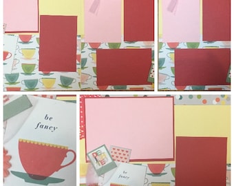 Be Fancy Tea Party, 2 Page Scrapbooking Layout Kit