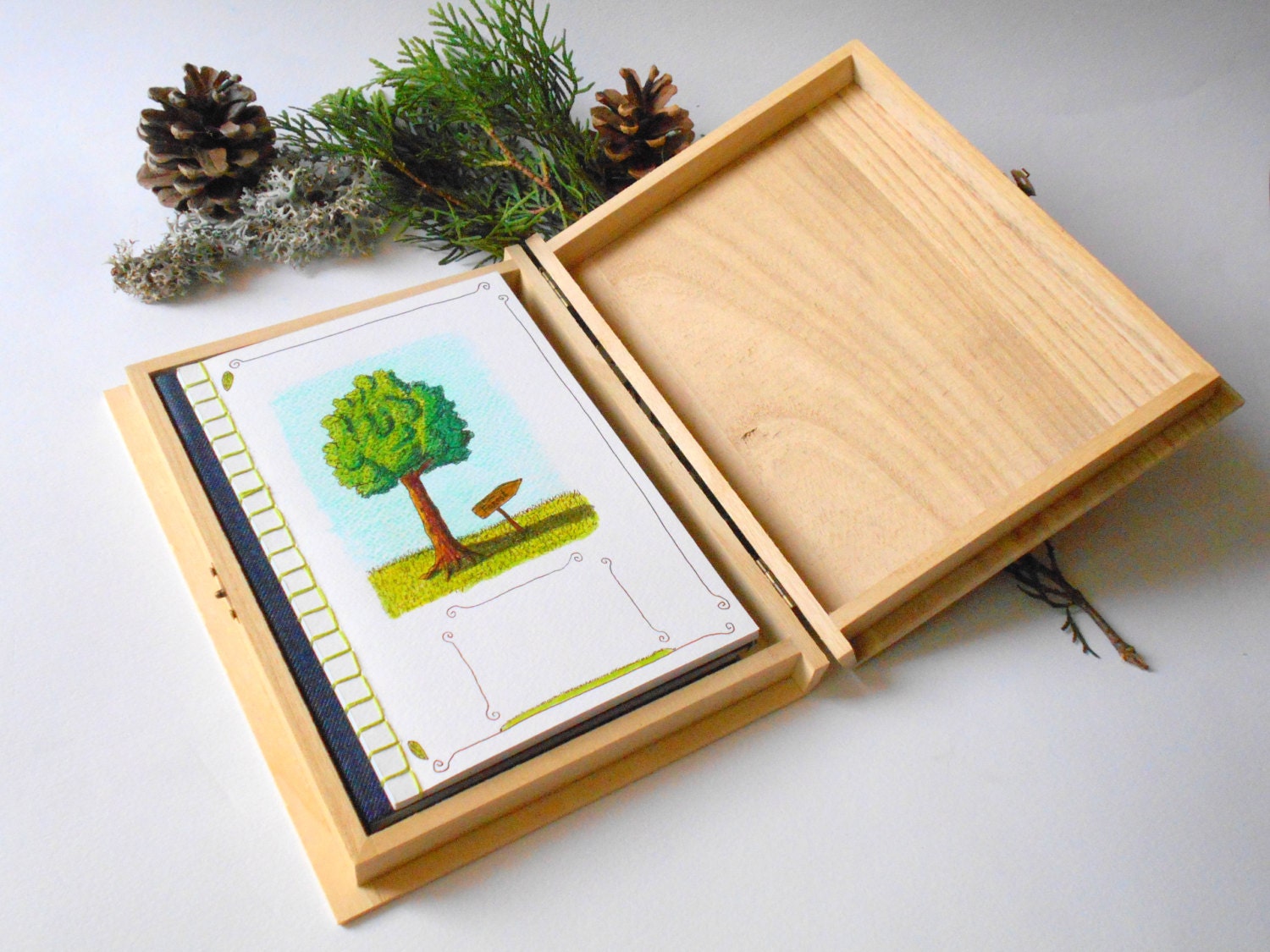 Wooden Book Box Pine wood box for book keepsake Jewelry