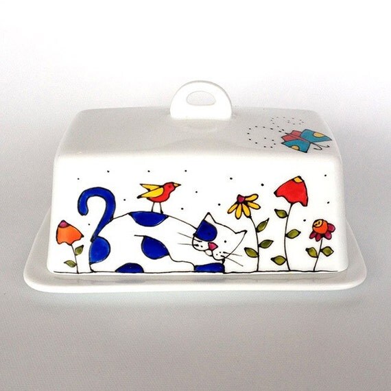 Butter dish Cat Life is beautiful hand painted