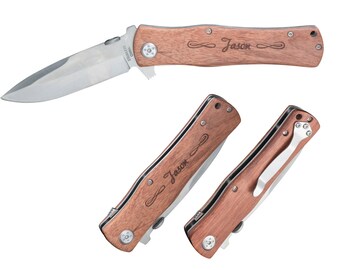 Engraved Pocket Knife - Personalized Pocket Knife W Wood Handle - Father's Day knife gift - Graduation Gift -Free Engraving
