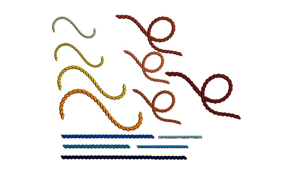 Ropes set machine embroidery design in multiple sizes. Swirl