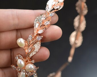 Bridal Headband Antique Bridal Headpiece Vintage Wedding Headband Crystal Rhinestone Headband Crystal Wedding Headband rose gold