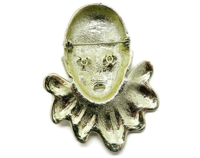 Vintage Clown Brooch - Clown Bust Pin, Gold Tone Circus Brooch, Gift Idea, Gift Boxed